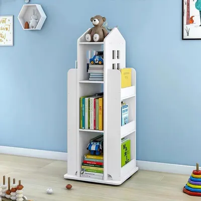 Produktbild von 360Home Kinder Regal Drehbares Bücherregal Weiß Groß: 41*41*95cm【BR559】