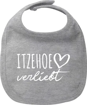 Produktbild von Huuraa Baby Lätzchen Itzehoe verliebt Heather Grey Klettverschluss  Baumwolle Latz Geschenkidee
