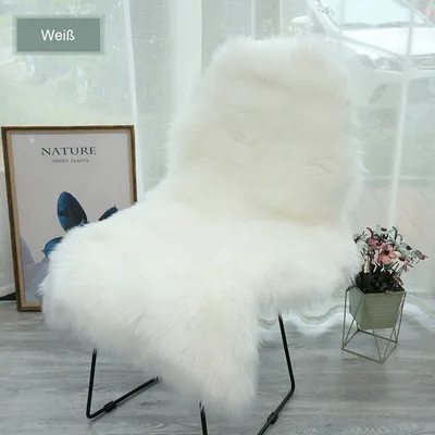 Produktbild von MODFU Schaffell Schaffellimitat Format Teppich Imitat Kunstfell Auflage Bettvorleger Schaf Lamm Fellteppich Kunstfell Shaggy Flauschig 60x100cm, Weiß