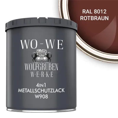 Produktbild von Metallschutzlack 4in1 Metalllack Metallfarbe Metallschutzfarbe W908 Rotbraun - 750ml