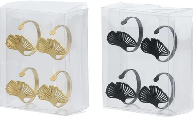 Obrázek produktu pro Gilde 4dílná sada, kroužek na ubrousky, Ginkgo, "Ginkgo", kov, černá, zlatá barva,Polyuretan6, 2 kusy jako na obrázku, š. 4 cm, hl. 4 cm 58170