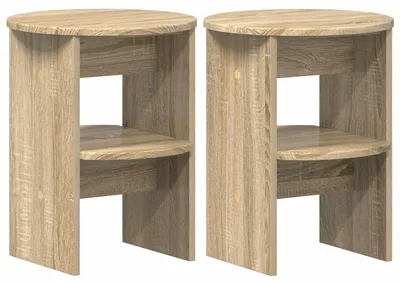 Image de Meuble d'appoint 2 pièces en chêne Sonoma, Ø 40 x 50 cm, aggloméré