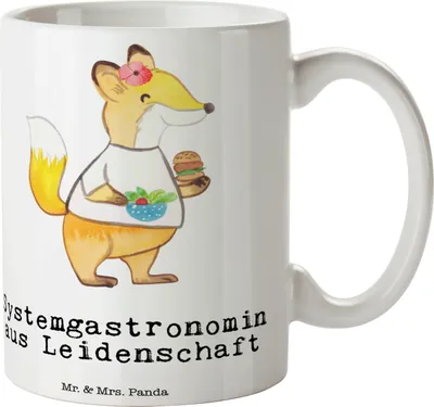 Produktbild von Mr. & Mrs. Panda Kaffeebecher Systemgastronomin Leidenschaft - Weiß - Geschenk, haferl, Becher, Tasse, Kaffeetasse, Teetasse