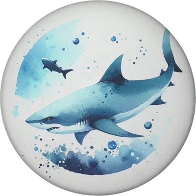 Produktbild von Haifisch im Wasser Magnet rund