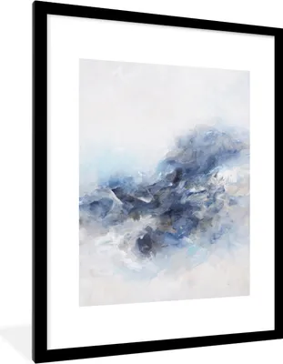 Produktbild von MuchoWow® Gerahmtes Poster Farbe - Malerei - Abstrakt - Blau 60x80 cm - Poster mit Schwarzem Bilderrahmen Wandposter Rahmen Foto Bilder - Wohnzimmer - Dekorationen - Prämie