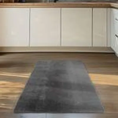 Produktbild von Carpettex Teppich Kurzflor, Einfarbig, Waschbar, Rutschfest, Für Wohnzimmer, Schlafzimmer,Kinderzimmer, Größe: 80 x 150 cm, Farbe: Grau
