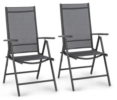 Produktbild von Homeoutfit24 Gartenstühle Hochlehner Klappbar, Campingstuhl Verstellbar & Wetterfest, Gartenstühle 2er Set, Alu Klappstuhl für Balkon & Garten, Gartenstühle bis 150 kg, Aluminium Gartenstuhl