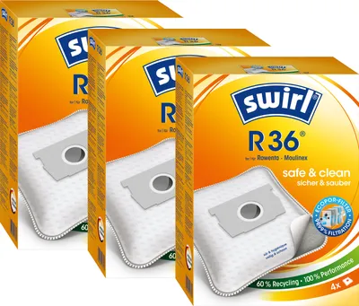 Produktbild von SWIRL Staubsaugerbeutel R 36 EcoPor® für Rowenta Moulinex 12 Beutel