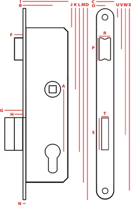 Image de Serrure de porte de chambre Serrure de porte de chambre Serrure à encastrer gauche / droite Serrure PZ 72/34 Z223