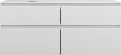 Produktbild von burgbad Lin20 Waschtischunterschrank inklusive Konsolenplatte, Beckenausschnitt links, 4 Auszüge, 1402x552x661mm, SGRA140LF5375