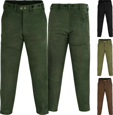 Produktbild von Lange Jagd Lederhose Jagdhose Nubukleder Reißverschluß am Bein, Größe:54/XL, Farbe:Dunkelbraun