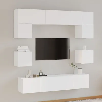 Immagine prodotto di Set di mobili TV da 8 pezzi in legno bianco - Mobili TV 3114406