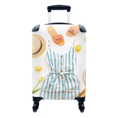 Obrázek produktu pro Kufr Příruční zavazadlo na kolečkách Malý cestovní kufr na 4 kolečkách Pantofle - Kombinéza - Klobouk - Velikost kabiny < 55x40x23 cm a 55x40x20 cm -
