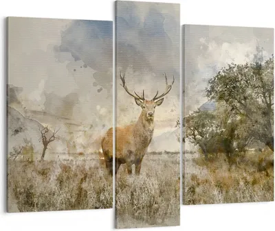 Produktbild von Bild auf Leinwand - Leinwandbild - rotwild natur - 95x80cm - Wand Bild - Wanddeko - Wandbilder - Leinwanddruck - Bilder - Kunstdruck - Wanddekoration - Leinwand bilder - Wandkunst - CB95x80-3465