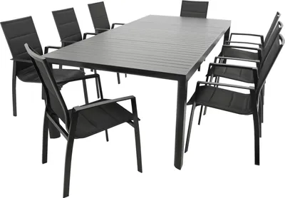 Produktbild von DEGAMO Garnitur LAGOS XL 9-teilig, Alu + Kunstgewebe schwarz