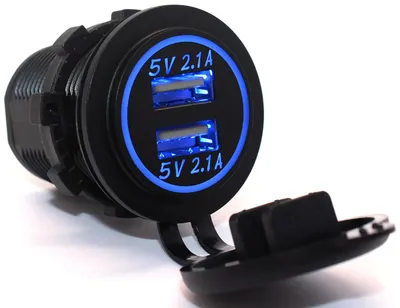 Produktbild von USB-Buchse Auto Ladegerät 12V 4.2A Blau
