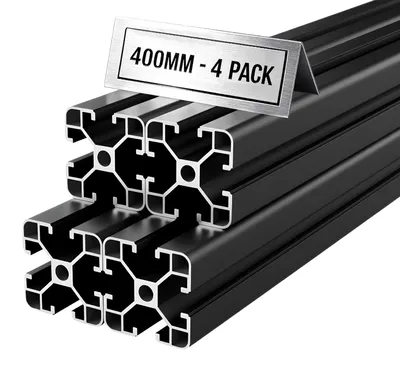 Image de VEVOR Profilés en aluminium 4040, lot de 4, 40 cm. Profilés en aluminium extrudés avec rainure en T, conformes aux normes européennes, haute résistance. Rails en aluminium pour pièces d'imprimantes 3D, établis de bricolage CNC et montage, couleur noire