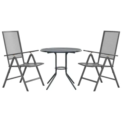 Produktbild von Gartenstuhl-Set 3-tlg. Verstellbar Pulverbeschichteter Stahl