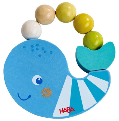 Produktbild von HABA Greifling Rasselwal – Baby Holzspielzeug & Rassel ab 6 Monate – Montessori