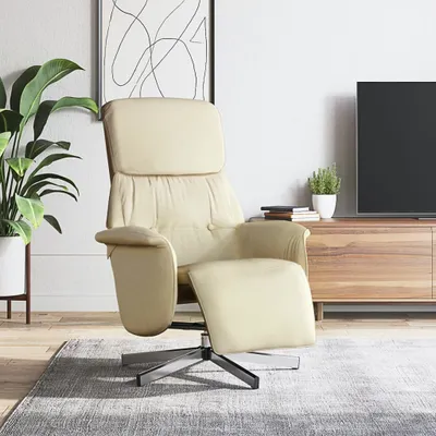 Obrázok produktu pre Maison Exclusive – Relaxačné kreslo s podnožkou, krémová farba, látka