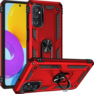 Produktbild von Galaxy M52 5G Hülle, Dual Layer Militäre Fallschutz Schutzhülle mit Ringhalterung Ständer für Samsung Galaxy M52 5G Rot
