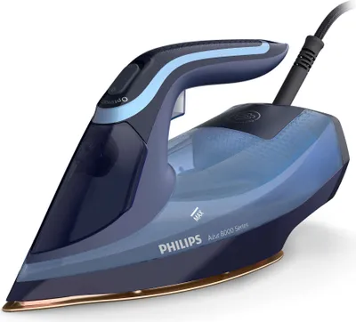 Produktbild von Philips Bügeleisen 8000 Series mit Keramikbügelsohle, 55 g/min kostanter Dampf, 3000 W, Blau (DST8020/20)