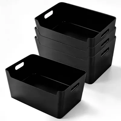 Produktbild von 4 Stück Aufbewahrungsbox Ordnungsboxen für Küche Bad, Schwarz