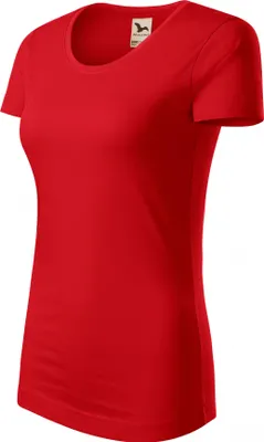 Produktbild von Damen T-Shirt aus Baumwolle, 100% GOTS-Baumwolle, unbedruckt, einfarbig, 160g/m2, Farbe rot, Größe L