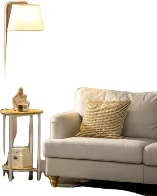 Obrázek produktu pro Stojací lampa, integrované stolky, objímka E27, bílá