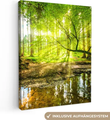 Produktbild von Wanddeko 60x80 cm - Wald - Landschaft - Grün - Natur, Leinwand Bilder, Deko, Gemälde