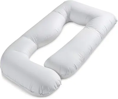Productafbeelding van Unyqoos® Ergonomisch J-vormig kussen – Zwangerschapskussen en zijslaapkussen voor rug- en wervelkolkomhulzing, ook geschikt als leeskussen en knuffelkussen