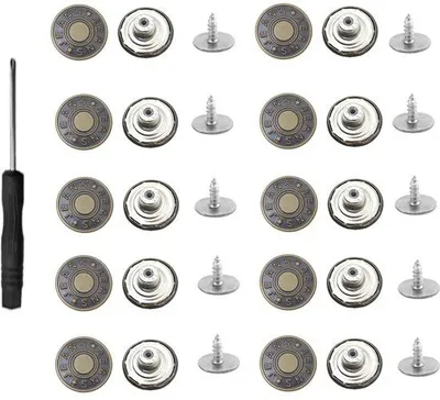 Obrázok produktu pre Nastaviteľné gombíky na džínsy so skrutkovačom, 17 mm, na džínsy, oblečenie, nohavice, tašky (bronzové)