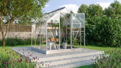 Produktbild von Vitavia Gewächshaus "Triton 3800" inkl. Stahlfundament aluminium eloxiert 3,8 m² 3 mm ESG