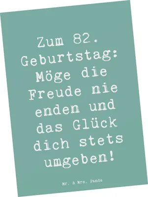 Produktbild von Mr. & Mrs. Panda Postkarte Spruch 82. Geburtstag Freude - Meeresbrise - Geschenk, liebevoll, unvergesslicher Tag, Feier, Happy Birthday, Ansichtskarte, Ansichtskarten