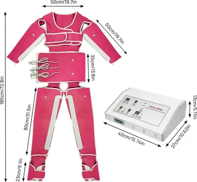 Produktbild von Ganzkörper-Massageanzug - Wärme & Luftkompression - LED-Display - Luftdruck 1–7 Stufen - Temp 35–80 °C - Timer 0–90 Min - EU-Stecker 220 V - Rosa