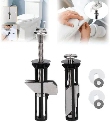 Productafbeelding van Toiletbril scharnierset, reserveonderdelen voor toiletbril, 2 stuks, metaal, zwart