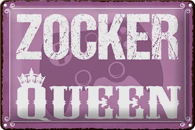 Produktbild von Blechschild Spruch 30x20cm Zocker Queen Controller