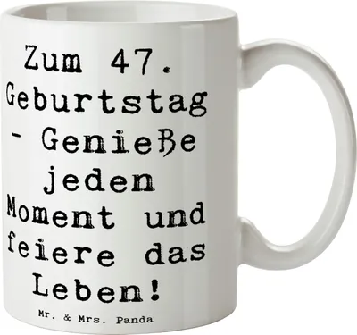 Produktbild von Mr. & Mrs. Panda Kaffeetasse Spruch 47. Geburtstag - Weiß - Geschenk, Geburtstagsgeschenk, schöne tasse, Teetasse, Bedruckte, Feierlichkeiten, Einzigartige Geschenke