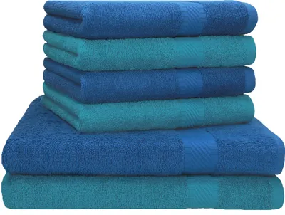 Produktbild von Betz 6-tlg. Set PALERMO - 2 Liegetücher 4 Handtücher 100% Baumwolle Farbe: petrol / blau