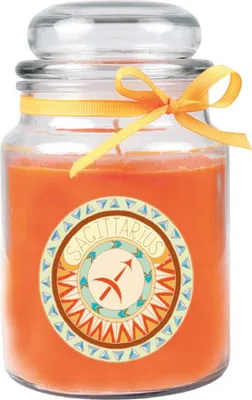 Immagine prodotto di HS Candle Candela profumata "Segno zodiacale" in barattolo di caramelle ( Sagittario ) - tanti motivi a scelta, 500 g - durata di combustione fino a 110 ore - Sagittario