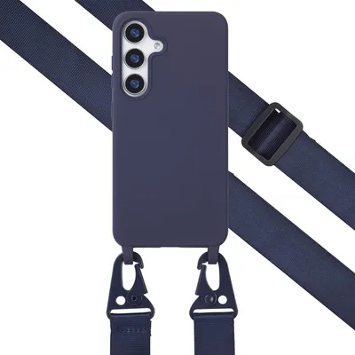 Zdjęcie produktu dla Selencia Silikonowe etui z odłączanym sznurkiem do Samsung Galaxy S25 - ciemnoniebieskie
