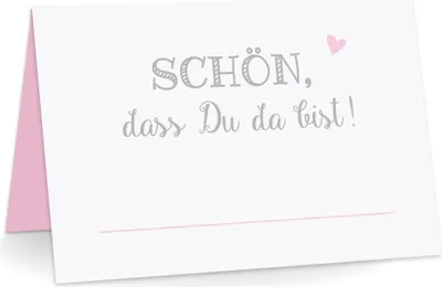 Produktbild von Tischkarten "Schön, dass Du da bist!" rosa – 50 Stück