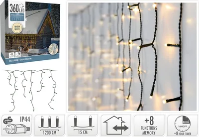 Obrázek produktu pro Koopman světelný závěs 360 LED, 12 m, teplá bílá, AX8451310