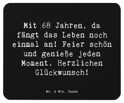Produktbild von Mr. & Mrs. Panda Mousepad Spruch 68. Geburtstag Freude - Schwarz - Geschenk, Mouse Pad, pc mausunterlage, Freundschaft, mousematte, Feier, Geburtstagsgeschenk, mauspad