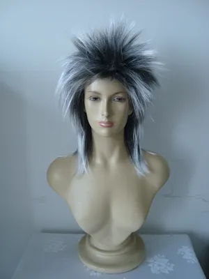 Produktbild von Original Foxxeo Grau Schwarze Perücke für Damen Langhaarperücke Langhaar Vokuhila Damenperücke