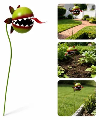 Produktbild von Gartenstecker Metall 79 cm, dekorativer Beetstecker aus Eisen in Rostoptik, Gartendeko für Rasen, Blumenbeet, Terrasse und Außenbereich