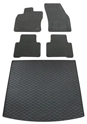 Rigum Gummi Fußmatten + Kofferraumwanne im Set für VW Touran 2 5T, schwarz