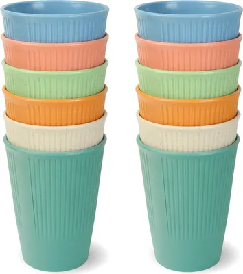Produktbild von Schramm® Mehrweg Becher 350 ml pastellfarbig wählbar 6, 12 oder 24 Stück wiederverwendbar Kunststoff Mehrwegtrinkbecher Trinkbecher für Kinder, Größe:24 Stück