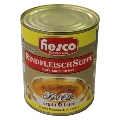 Immagine prodotto di Zuppa di manzo chiara Hesco altamente concentrata in scatola 850ml