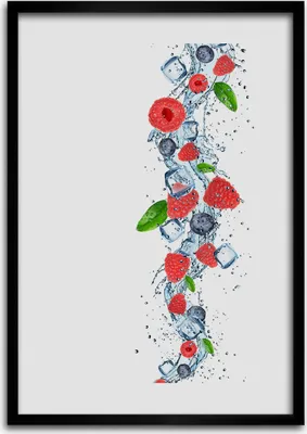 Produktbild von Bild - Bilderrahmen - 50 cm x 70 cm - MDF - Rahmen - Wandkunst Waldfrüchte und Eis
